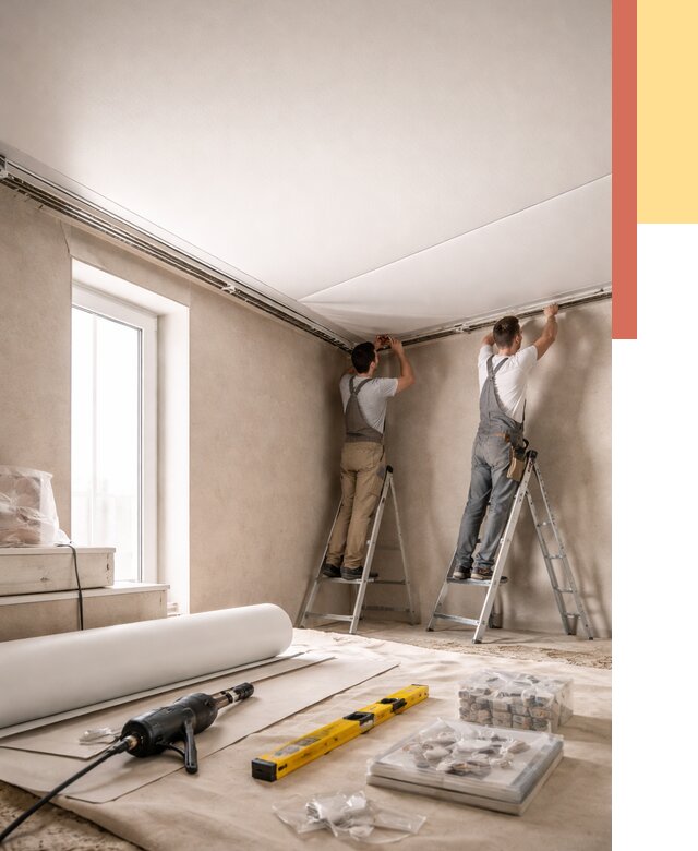 Монтаж натяжного потолка в спальне в Ноябрьске от 3849 руб. под ключ | ОТДЕЛОЧНИК-Нбс