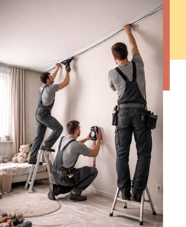 Монтаж натяжного потолка в детской в Ноябрьске от 3546 руб. — быстро и недорого | ОТДЕЛОЧНИК-Нбс