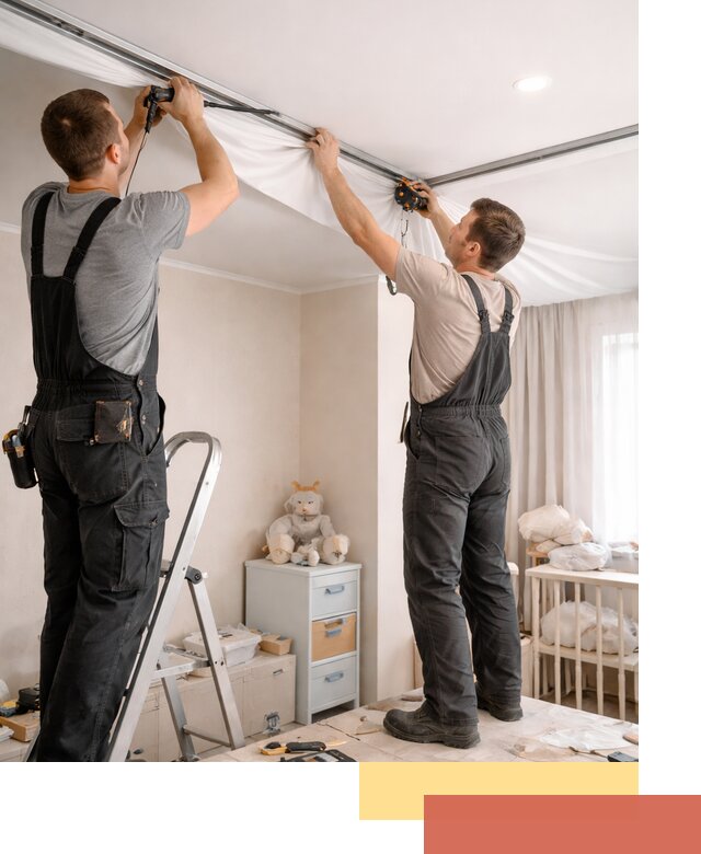 Монтаж натяжного потолка в детской комнате в Ноябрьске