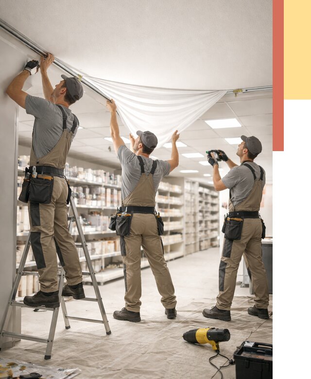 Монтаж натяжного потолка в магазине в Ноябрьске от 4559 руб. быстро и недорого | ОТДЕЛОЧНИК-Нбс