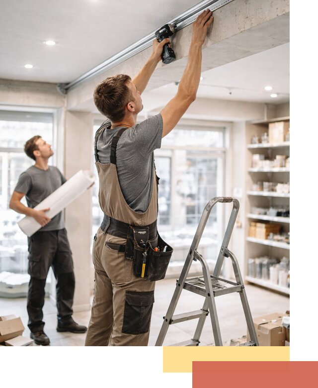 Монтаж натяжных потолков в магазине в Ноябрьске