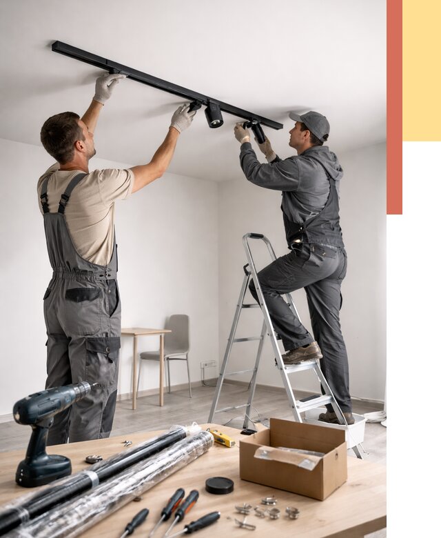 Установка трековых светильников в натяжной потолок в Ноябрьске от 4255 руб. | ОТДЕЛОЧНИК-Нбс