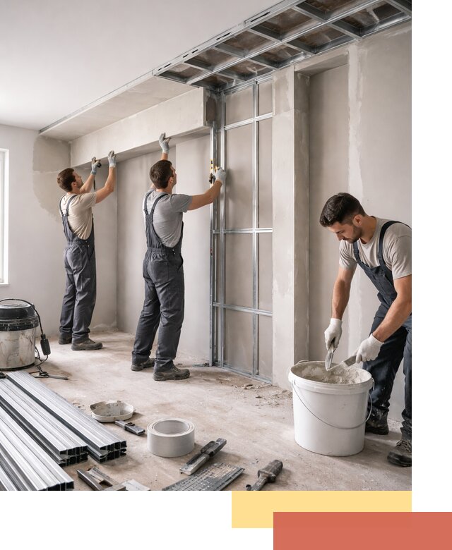 Монтаж потолка из гипсокартона с нишей в Ноябрьске