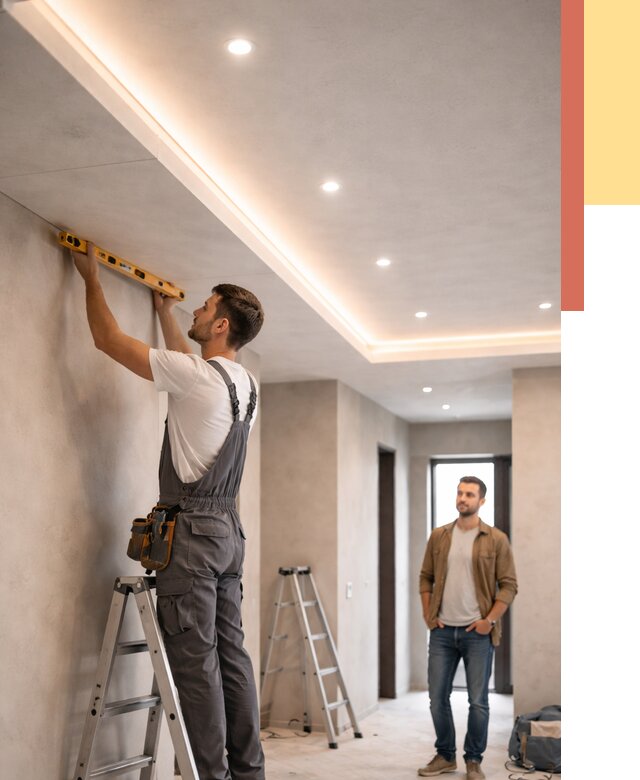 Потолок из гипсокартона с подсветкой в Ноябрьске от 760 руб./м2 под ключ | ОТДЕЛОЧНИК-Нбс