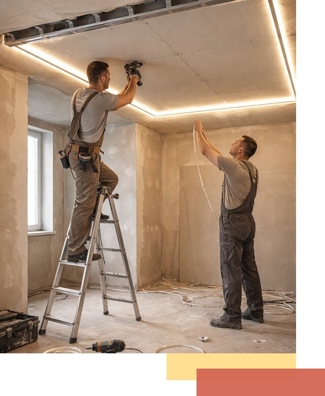 Потолок из гипсокартона с подсветкой в Ноябрьске