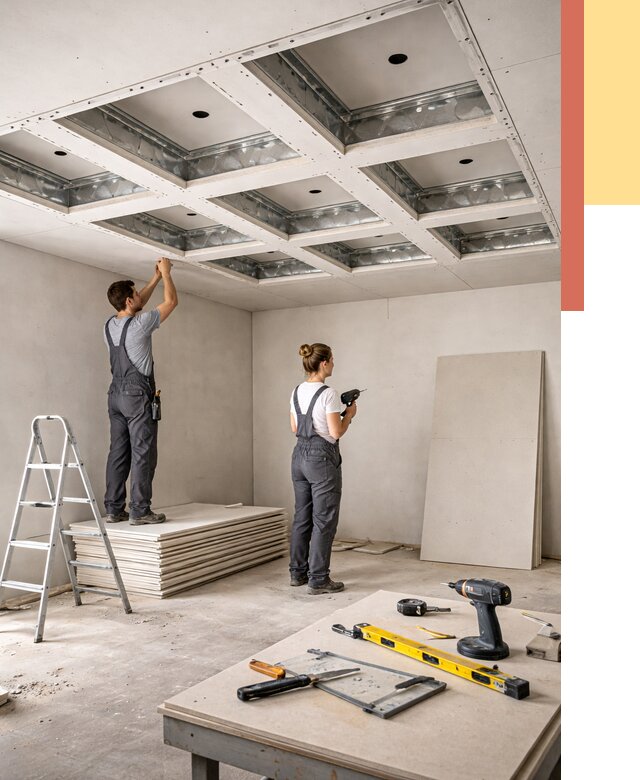 Кессонный потолок из гипсокартона в Ноябрьске от 1874 руб. — монтаж и под ключ | ОТДЕЛОЧНИК-Нбс