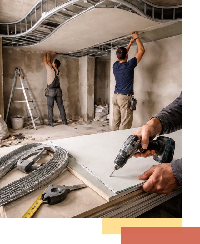 Криволинейный потолок из гипсокартона в Ноябрьске — монтаж и отделка