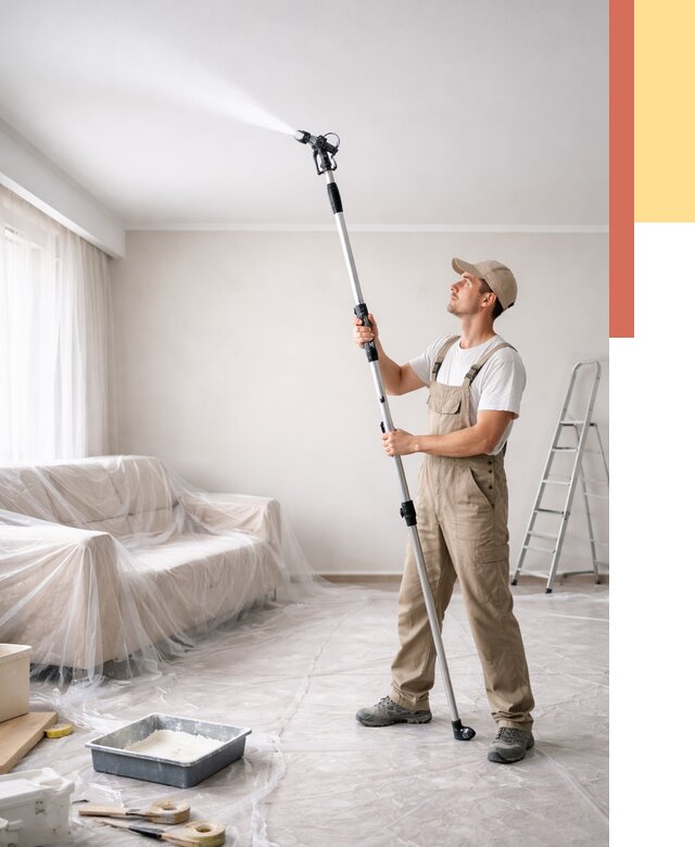 Покраска потолка краскопультом в Ноябрьске от 4559 руб. быстро и недорого | ОТДЕЛОЧНИК-Нбс